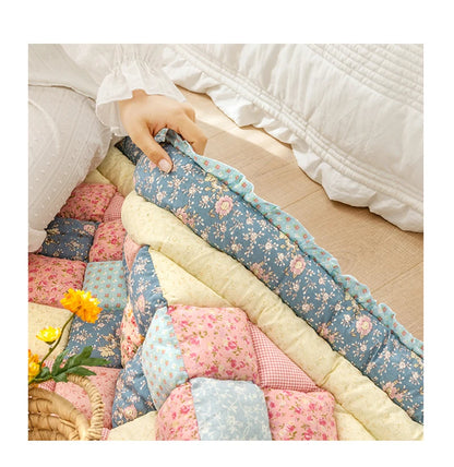 Cotton Carpet for Living Room Hand Patchwork Quilted Thicken Bedroom Rugs Anti Slip Large Kids Room Rug Tatami Mat Machine Wash