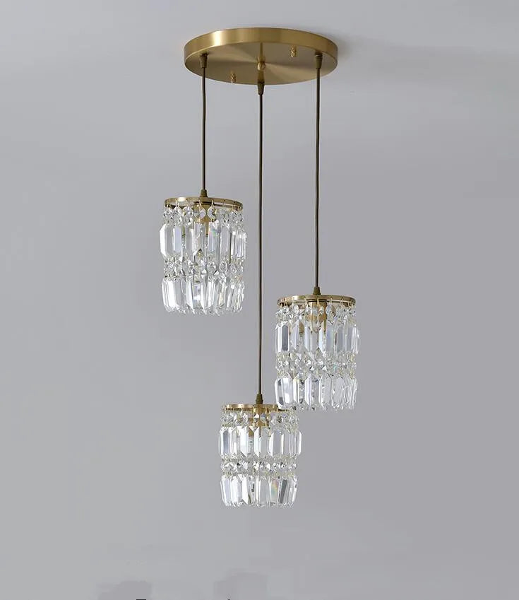 Nordic Copper LED Pendant Light Luxury Crystal Ceiling Lamps Modern Chandelier Lustre Dining Table Bar Kitchen Island Fixtures