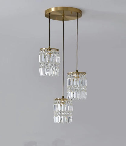 Nordic Copper LED Pendant Light Luxury Crystal Ceiling Lamps Modern Chandelier Lustre Dining Table Bar Kitchen Island Fixtures