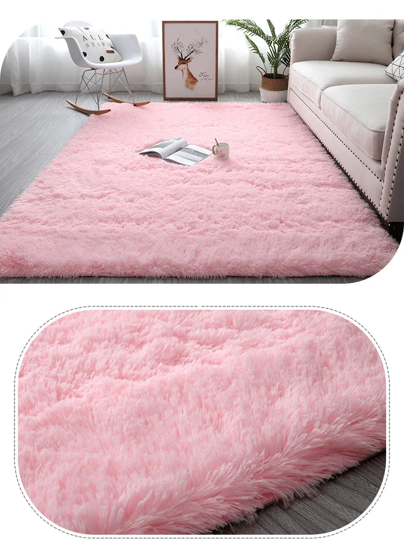 Pink Kids Carpet For Girls Bedroom Decoration Nordic large Living Room's Rugs Fluffy Hall Carpets Soft Plush Nursery Play Mats