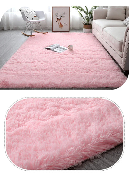 Pink Kids Carpet For Girls Bedroom Decoration Nordic large Living Room's Rugs Fluffy Hall Carpets Soft Plush Nursery Play Mats