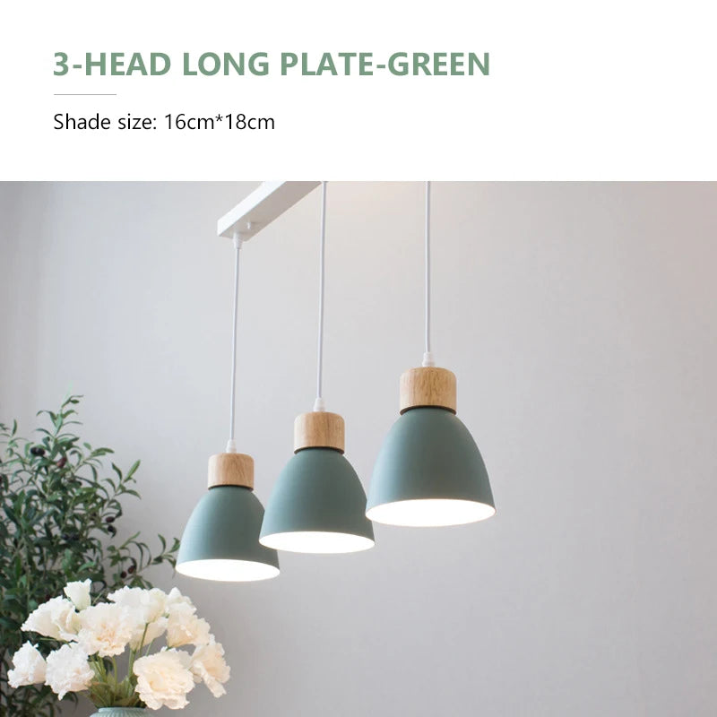 Nordic Macaron Chandeliers E27 Creative Wooden Bedside Lights For Bedroom Study Cafe Bar Restaurant Decor 3 Heads Pendant Lamps