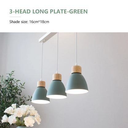 Nordic Macaron Chandeliers E27 Creative Wooden Bedside Lights For Bedroom Study Cafe Bar Restaurant Decor 3 Heads Pendant Lamps