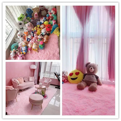 Pink Bedroom Carpet For Children's  Room Cute Girls Floor Soft Mat Living Room Decoration White Fluffy Large Kids Bedside Rugs