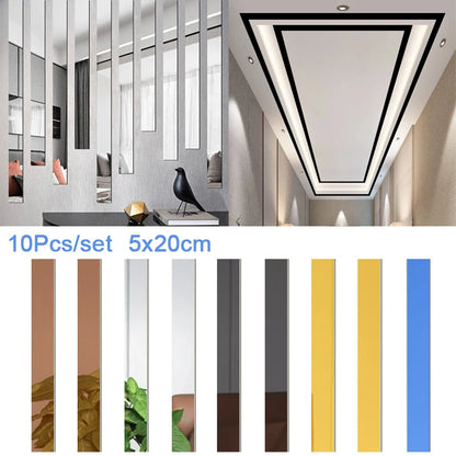10Pcs 3D Mirror Wall Stickers Acrylic Wall Decorations Living Room Wall Design Mirrored DIY Art Furniture Sticker Home Decor