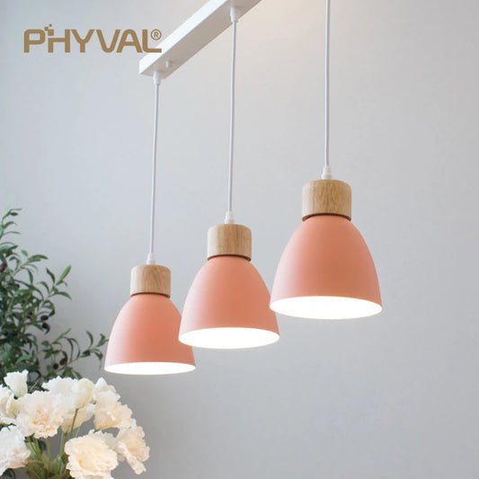 Nordic Macaron Chandeliers E27 Creative Wooden Bedside Lights For Bedroom Study Cafe Bar Restaurant Decor 3 Heads Pendant Lamps