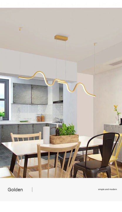 Modern LED Pendant Light Creative Nordic Linear Hanging Chandelier for Tubular Restaurant Kitchen Office Coffee Indoor Lamps