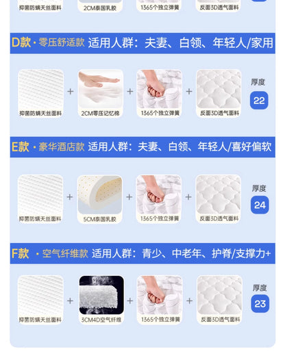 Molblly Soft Queen Mattresses High Quality Spring Sleeping Floor Mattresses Memory Foam Cozy Materasso Matrimoniale Furniture