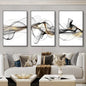 3 Nordic Luxury Ribbon Abstract Wall Art Landscape Modern Poster Print Picture Living Room Home Decorative Painting