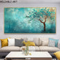 Abstract 3D Bule Flower Tree Poster and Prints Modern Canvas Painting Wall Art Pictures for Living Room Home Decor No Frame