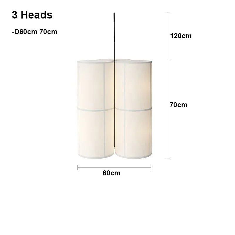 Designer Menu Hashira Cluster Pendant Light Vintage Cloth Lampshade Hanging Lamp Dining Room Minimalist Cylindrical Chandelier