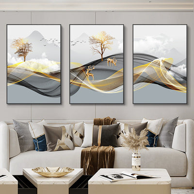 3 Nordic Luxury Ribbon Abstract Wall Art Landscape Modern Poster Print Picture Living Room Home Decorative Painting