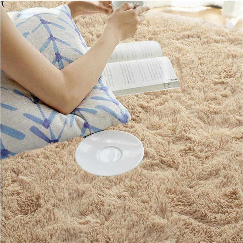Soft Shaggy Carpet Living Room Fluffy Children Rugs Large Beige Plush Area Rug for Bedroom Kids Room Nursery Modern Home Decor