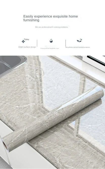 80cm Width Oil Proof Wall Stickers Waterproof Foil Wallpaper Marble Self Adhesive Mould Proof Sticker for Kitchen Bathroom Decor