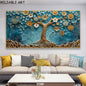 Abstract 3D Bule Flower Tree Poster and Prints Modern Canvas Painting Wall Art Pictures for Living Room Home Decor No Frame