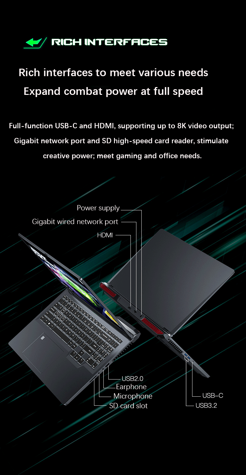 YSJMNPC 16 Inch 12th Gen Gaming Laptop Intel Core i9 12900H NVIDIA RTX 3060 6G 2.5K IPS Screen 2*DDR4 2*M.2 2TB SSD RGB Keyboard