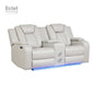 Luxury Faux Leather Power Reclining Loveseat in Ice - Modern Sofa Set for Living Room Furniture