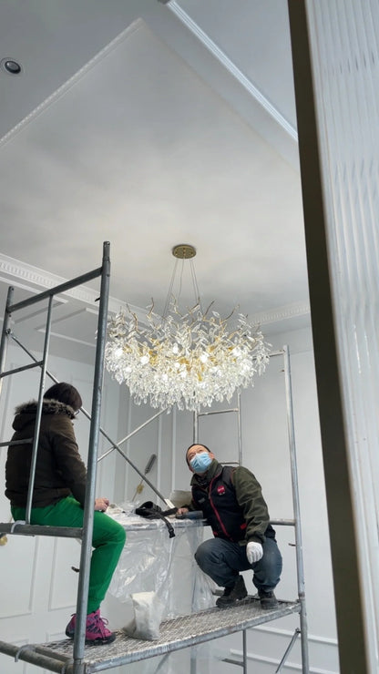 Dining Room Chandelier Long Shaped Dining Room Circular Branch Simple French Luxury Villa Living Room Crystal Lighting Fixtures