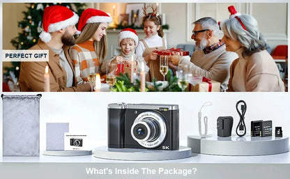 5K Digital Cameras Professional Camcorder 10X Optical Zoom 56MP Front and Rear Camera Ultra Bright Flash Camera Household Camera