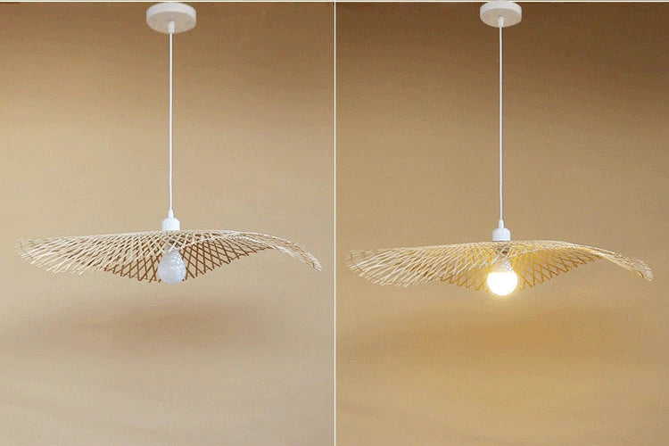 Bamboo Lantern Bamboo Woven Chandelier Chinese Restaurant Tea Room Chandelier Japanese Restaurant Straw Hat Rattan Woven Chandel