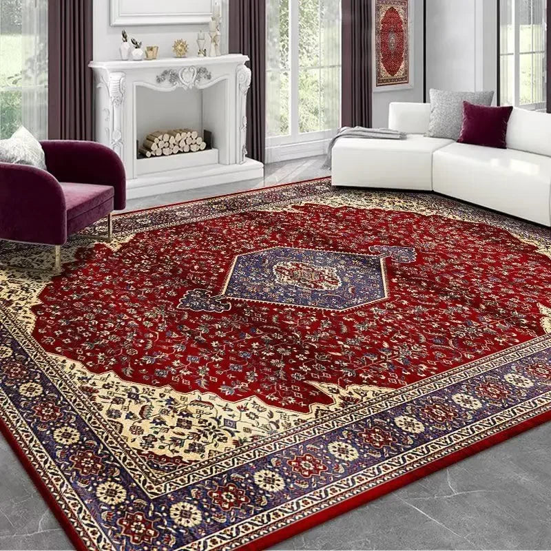 Vintage Persian Red Carpet Living Room High-end Luxury American Hairless Tea Table Rug Bedroom Bed End Anti-slip Large Area Mat