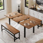 Dining Table Set for 4-8 People, Extendable Kitchen Table Set with 2 Benches and 2 Square Stools