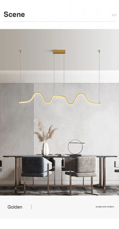 Modern LED Pendant Light Creative Nordic Linear Hanging Chandelier for Tubular Restaurant Kitchen Office Coffee Indoor Lamps