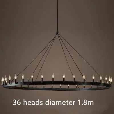 Modern American Retro Iron Pendant Lamp Vintage Industrial Led Droplight Round Cafe Restaurant Bar Knight Candle Chandelier