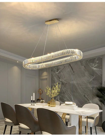 2024 Led Luxury Crystal Ceiling Pendant Lamp Living Room Bedroom Hanging Chandelier Bar Dining Table Light for Room Decor Lustre