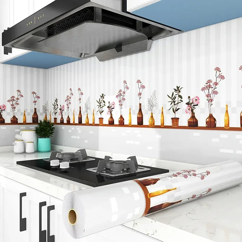 Kitchen Stove Oil-proof Sticker Waterproof High Temperature Resistant Wallpapers Kitchen Decoration Self Adhesive Contact Paper