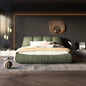 Deluxe king-size upholstered platform bed with upholstered backrest, soft-framed cloud bed, thickened pine slats, metal legs
