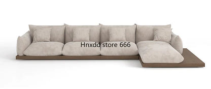 Japanese-style log wabi-sabi wind platform bread fabric sofa living room minimalist creative furniture