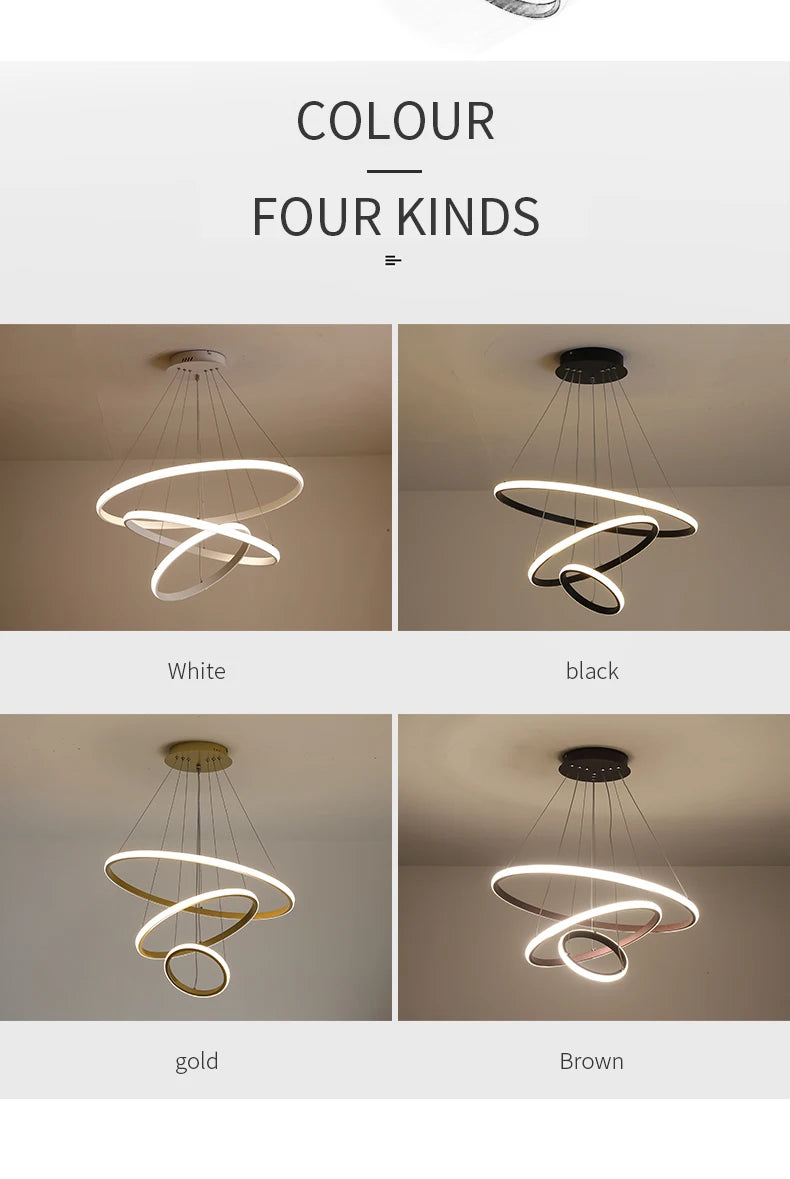 LED Chandelier Ring Ceiling Lighting For Living Room Bedroom Dining Room Kitchen Ceiling Chandelier Lustre Home Light Fixtures