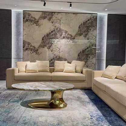 Light Luxury Living Room Sofa High-end Home Furniture for Large Villa L-shaped Leather Couch Designer Furniture Sofa for Villa