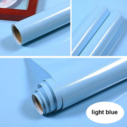 PVC Waterproof Oil-Proof Wallpaper White Self-Adhesive Kitchen Cabinet Table Top Old Furniture Renovation Color Change Stickers