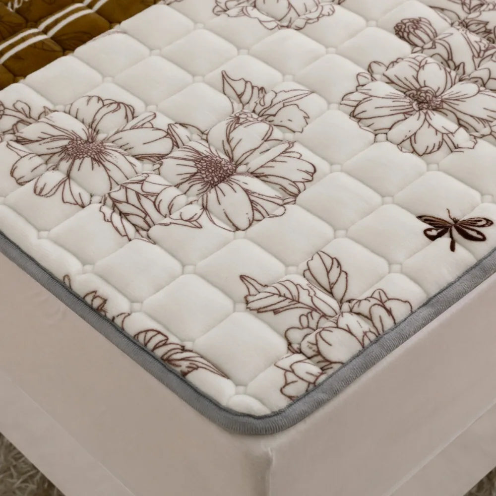 Fleece Topper Mattress Foldable Pad Sleeping Mat on The Floor Tatami Orthopedic Pillow Top Double Bed Bedroom Furniture Futon
