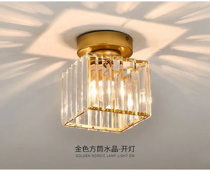Modern Chandelier Crystal Ceiling Light Semi Flush Mount Ceiling Lighting Fixture Entrance Balcony Indoor Hang Lamp Lighting