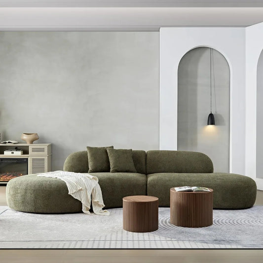 135"Curved Sectional Sofa,Modern Boucle Fabric Upholstered Modular Couch Oversized 6-Seat Sofa for Living Room,Bedroom,Apartment