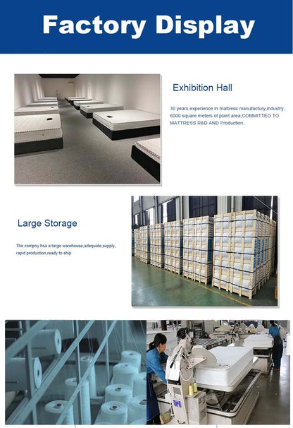 Mattress Queen King Size Latex Gel High Density Memory Mattress Rolled up Packing Pocket Coil Mattress