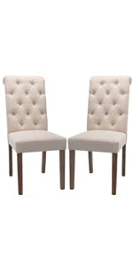 Upholstered Parsons Dining Chairs Set of 4, Fabric Dining Room Kitchen Side Chair with Nailhead Trim and Wood Legs - Beige