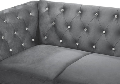 living room sofas Glam Emma Velvet Three Seater Chesterfield Style Sofa for Small Spaces with Crystal Button Tufts sofas