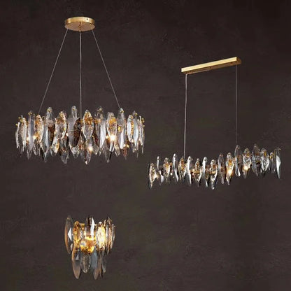 Modern Grey Clear Crystal Chandelier Light Luxury LED Lamp Fixture For Living Dining Room Winfordo Lighting