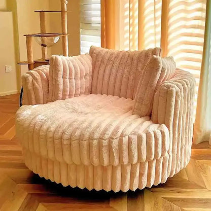 Leisure Comfy Single Sofa Chair Soft Upholstered Movable Swivel Accent Chair for Living Room Bedroom Armchair with Wheels