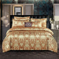 Floral Jacquard Satin Duvet Cover Set Queen 3 Piece Luxury Silk Like Bedding Comforter Covers with Zipper Closure & Corner Ties