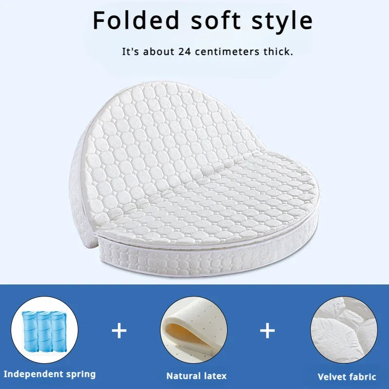 Double Spring Round Mattresses Folding Hard Foldable Queen Round Mattress King Size Sleeping Colchon Plegable Bedroom Furniture