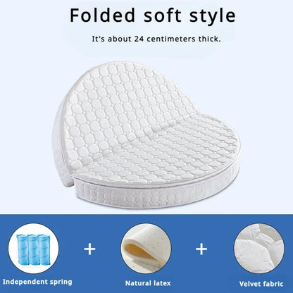 Double Spring Round Mattresses Folding Hard Foldable Queen Round Mattress King Size Sleeping Colchon Plegable Bedroom Furniture