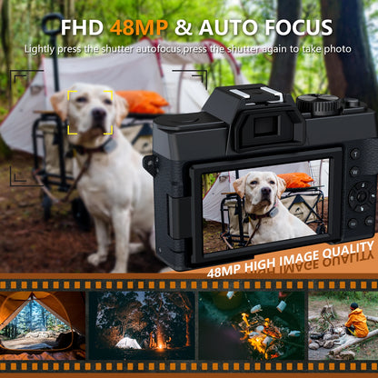 NBD Digital Camera 4K 48MP Autofocus Camera WiFi Photography Support No Battery Use Digital Camera Suitable for Beginners