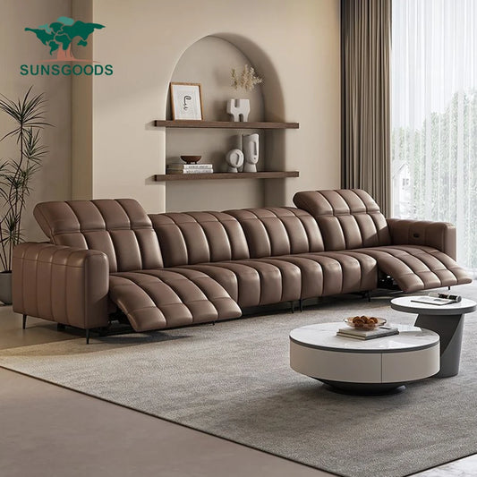 Leather Sofa Electric Recliner Sectional Home Theater Seating Manual Power Reclining Set Genuine Furniture Living Room