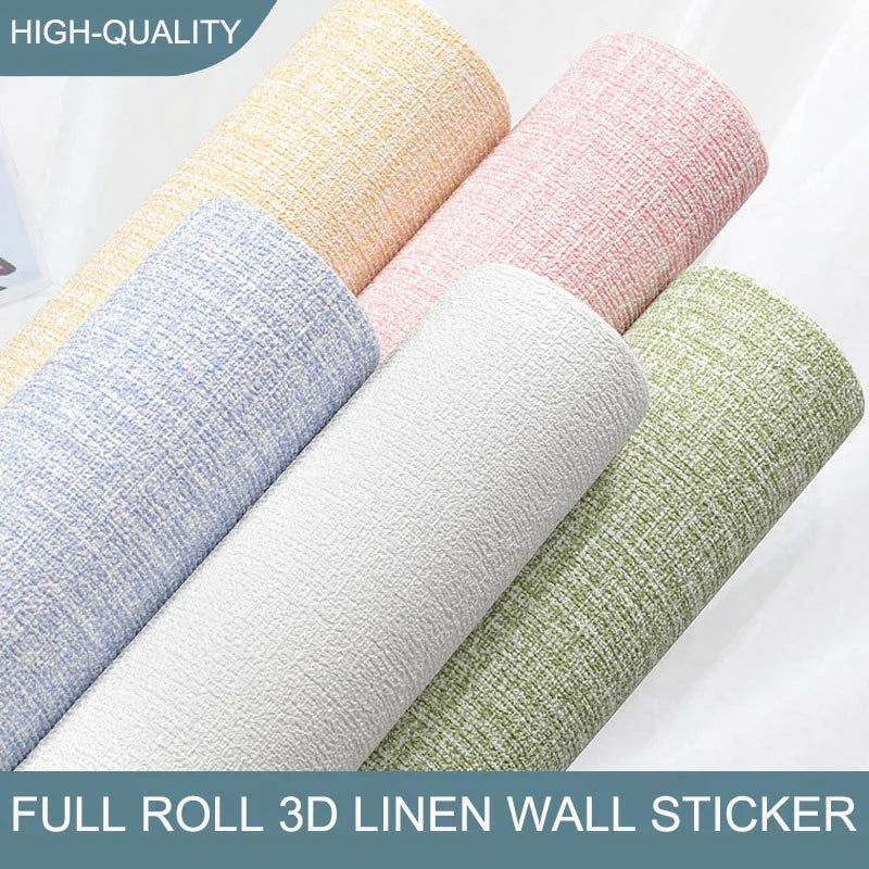 DIY Linen 3D Foam Self-adhesive PVC Solid Color Thickened Waterproof Background Wall Renovation Wallpaper Wall Stickers