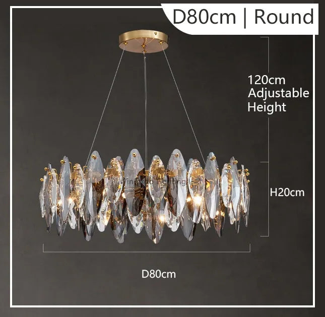Modern Grey Clear Crystal Chandelier Light Luxury LED Lamp Fixture For Living Dining Room Winfordo Lighting